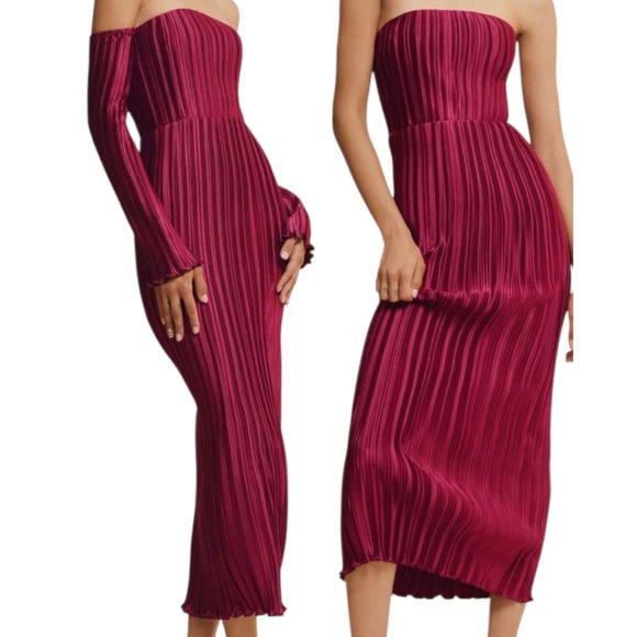 Anthropologie Dresses & Skirts - L'IDEE Anthropologie Women 12 Gatsby Convertible Midi Dress Oxblood Red Wine NWT
